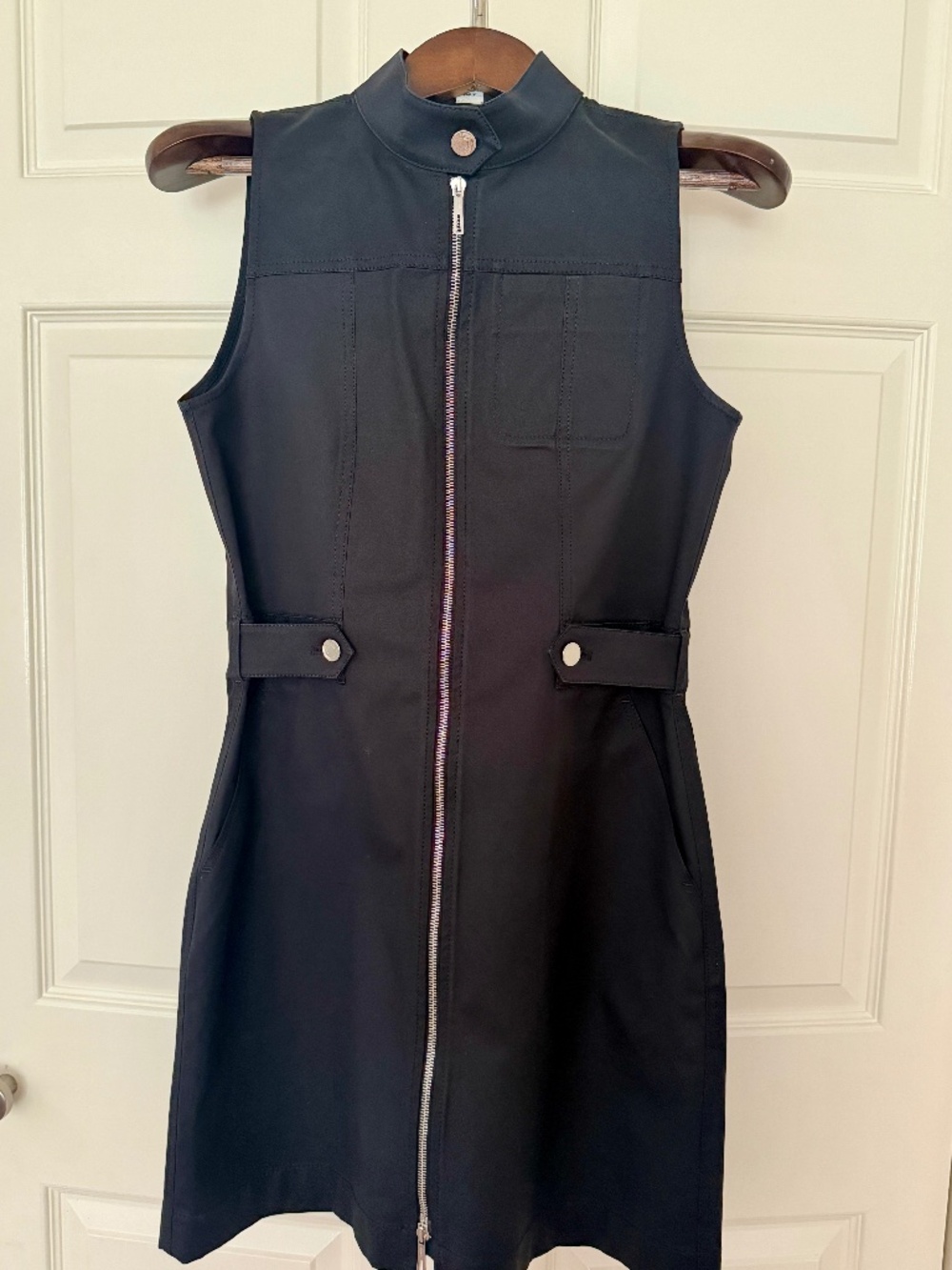 Hermes Black Zip Up Cotton Dress SZ FR 38, USA 4/6